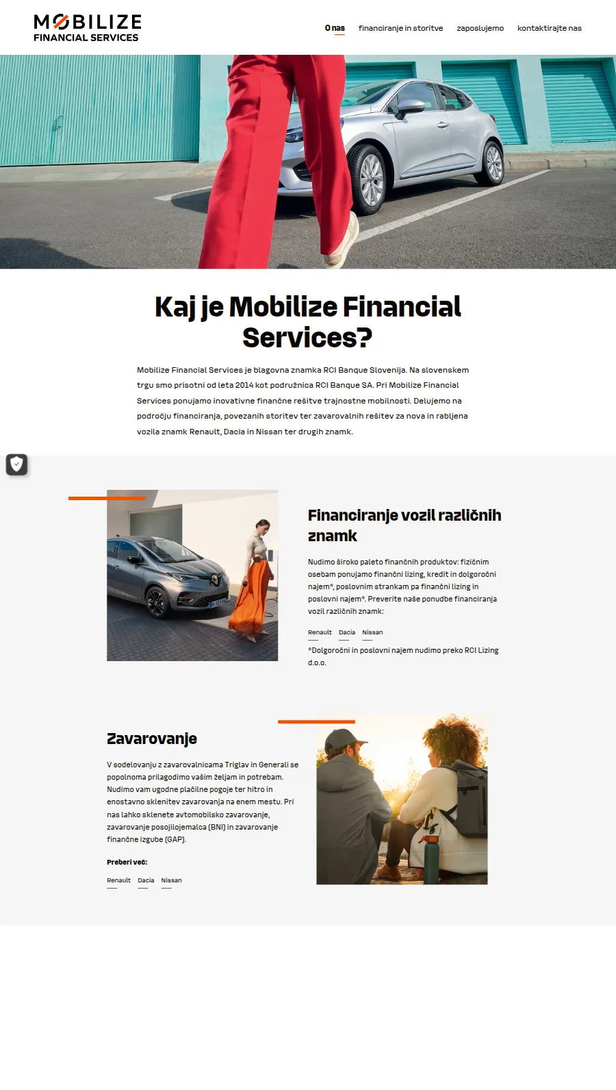 Spletna stran Mobilize Financial Services
