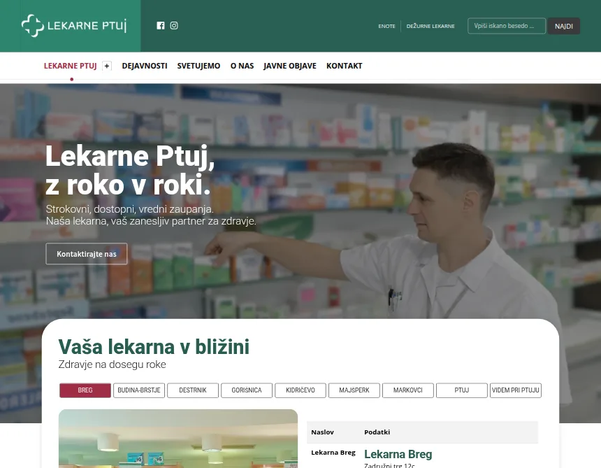 Naslovna stran Lekarne Ptuj