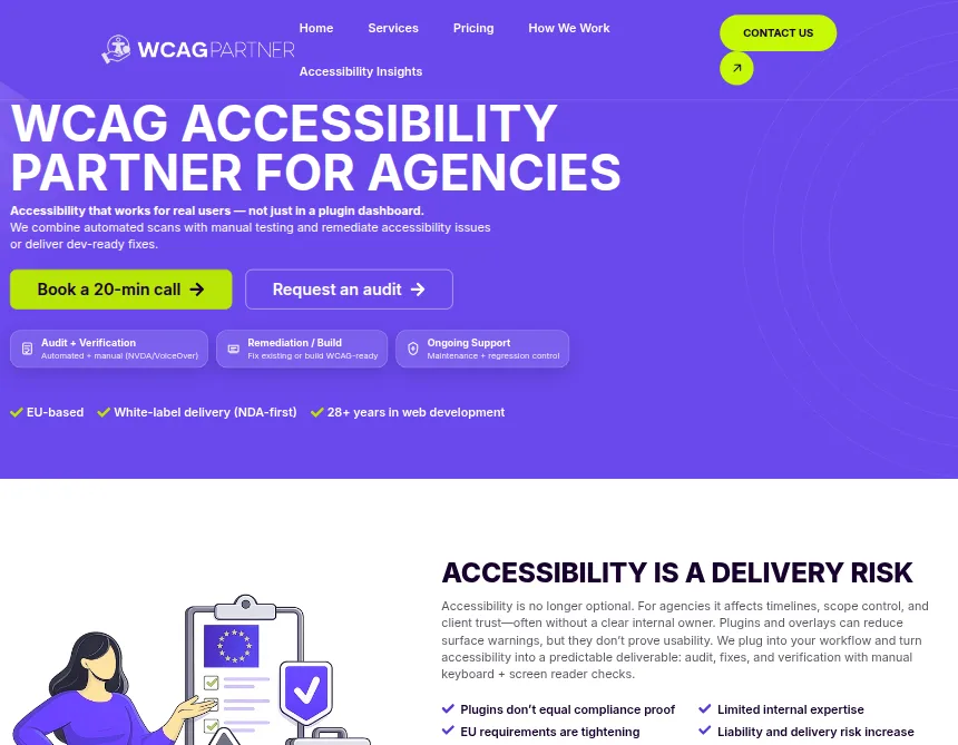 Naslovna stran WCAG Accessibility partner