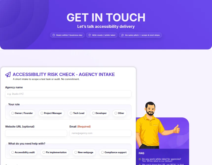 Podstran »Contact us«